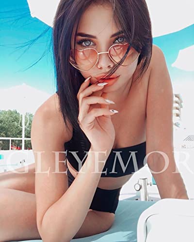 Gleyemor Polarized Heart Shaped Sunglasses for Women Metal Frame Cute Lovely Glasses 100% UV Protection (Gold/Gradient Pink) - Image 4