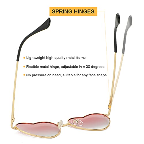 Gleyemor Polarized Heart Shaped Sunglasses for Women Metal Frame Cute Lovely Glasses 100% UV Protection (Gold/Gradient Pink) - Image 5