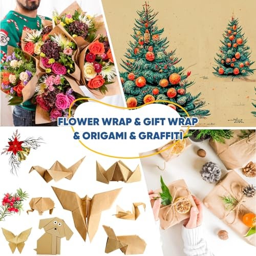 Donyang Brown Wrapping Paper, Kraft Paper Roll, Craft Decorative Paper 15" x 450", Packing Paper for Moving Shipping Supplies, Poster Bulletin Board Paper Roll, Father Day Bouquet Flower Arts Crafts Gift Wrap - Image 5