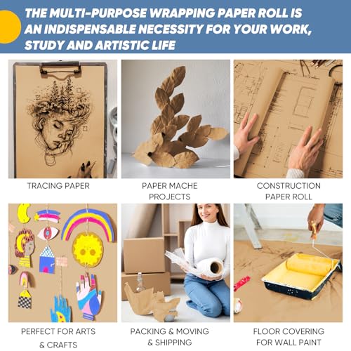 Donyang Brown Wrapping Paper, Kraft Paper Roll, Craft Decorative Paper 15" x 450", Packing Paper for Moving Shipping Supplies, Poster Bulletin Board Paper Roll, Father Day Bouquet Flower Arts Crafts Gift Wrap - Image 4