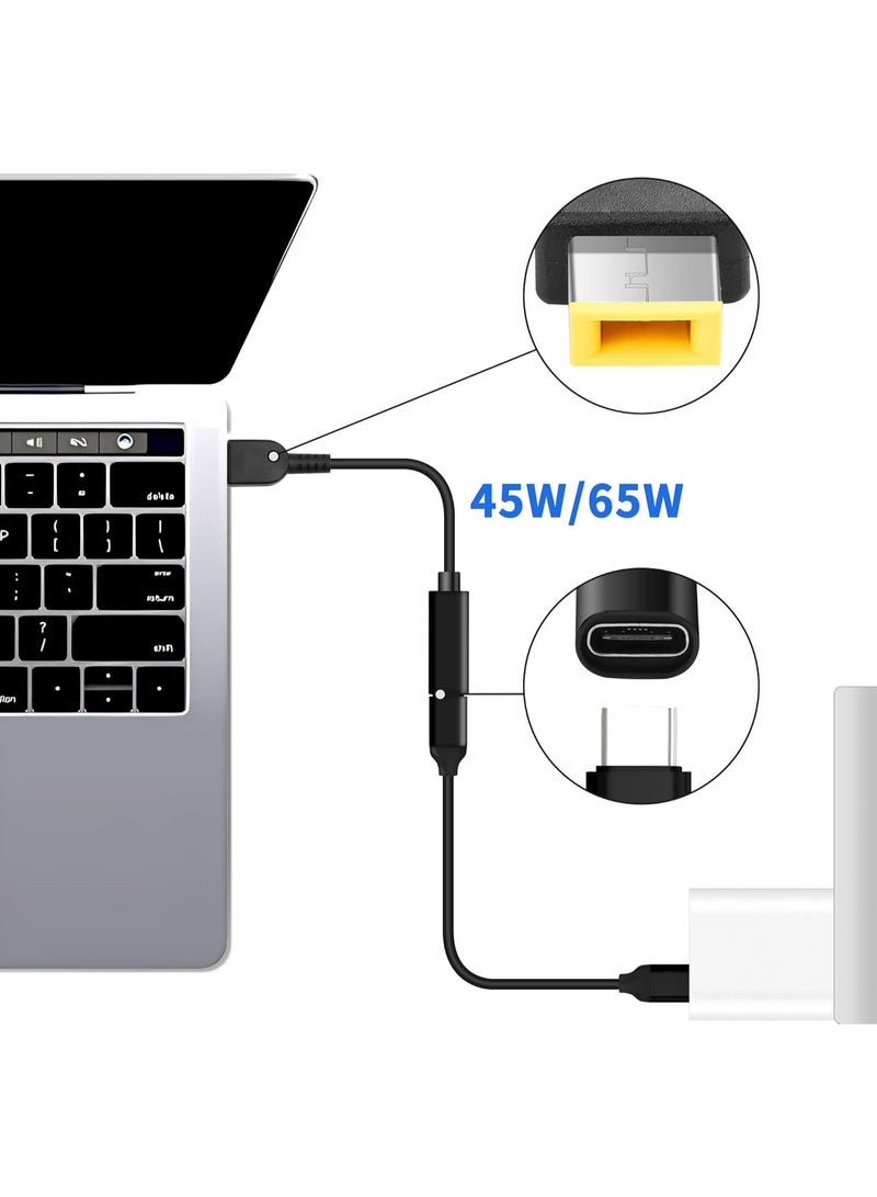 Arceyoo USB C to Slim Tip Adapter Cable, 65W 5A Type C Female PD Input to Slim Tip Rectangle Power Charge Cable for Lenovo ThinkPad Laptops - Image 2