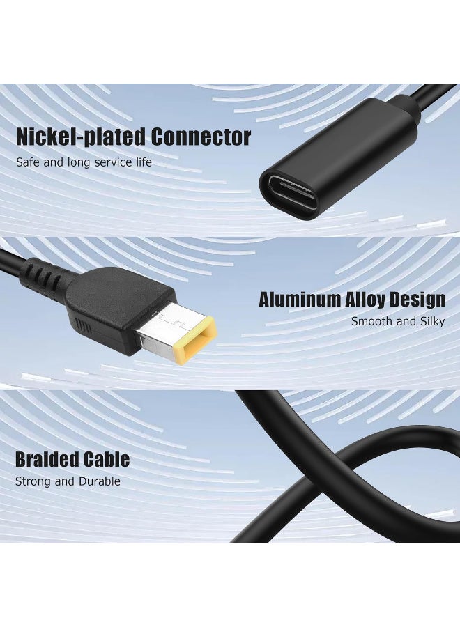Arceyoo USB C to Slim Tip Adapter Cable, 65W 5A Type C Female PD Input to Slim Tip Rectangle Power Charge Cable for Lenovo ThinkPad Laptops - Image 4