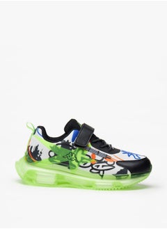 Boys' Textured Sports Shoes with Hook and Loop Closure