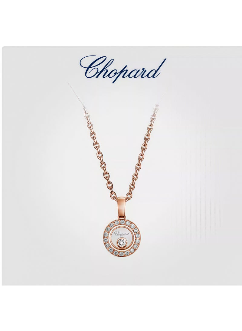 شوبارد قلادة شوبارد بتعليقة من الذهب الوردي عيار 18 قيراط بشكل دائري مع الماس - Image 1