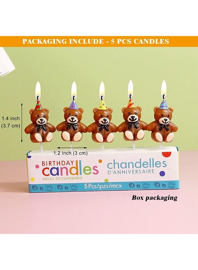 جيفت مجموعة شموع على شكل دب كرتوني لطيف مع قبعة عيد ميلاد، مكونة من 9 قطع، لتزيين كعكة عيد الميلاد، ومستلزمات حفلات بطابع الدب. - Image 2