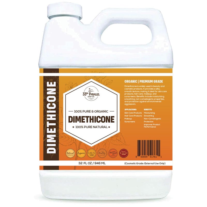 33RD PARALLEL SOAP CO. 33rd Parallel  DIMETHICONE Oil 32 oz 100 Pure Cosmetic Grade  Widely Used in Moisturizers Lotions Primers Foundations Hair Products Sunscreen Wound Care  32 Ounces 