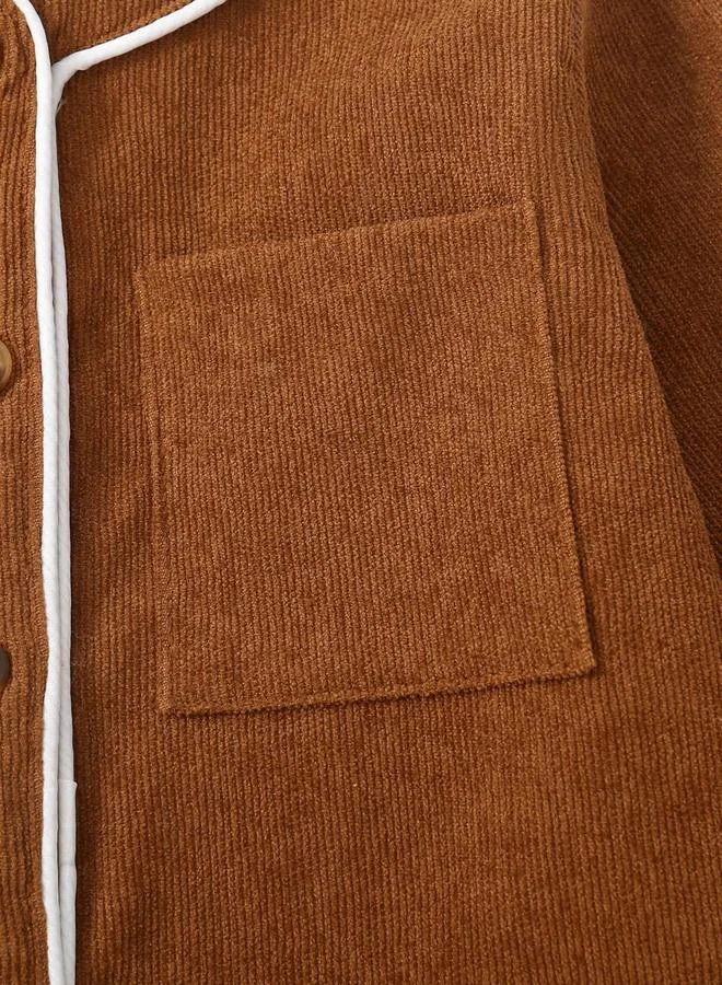 Take Two Take Two Solid Round Neck Button Up Long Sleeve Jacket