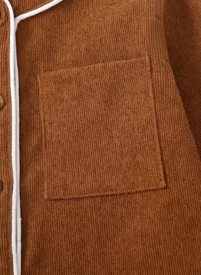 Take Two Solid Round Neck Button Up Long Sleeve Jacket - Image 5