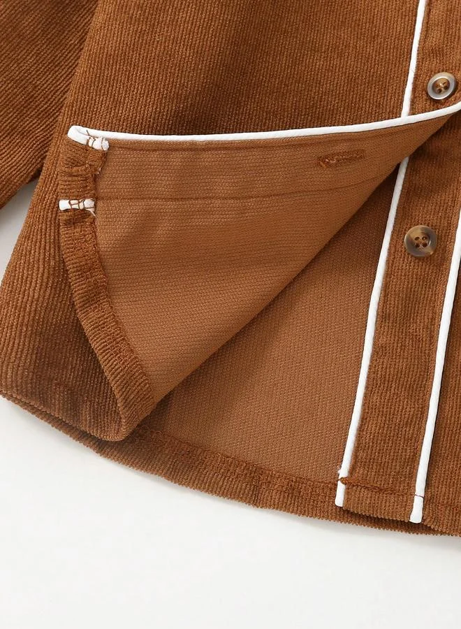 Take Two Take Two Solid Round Neck Button Up Long Sleeve Jacket