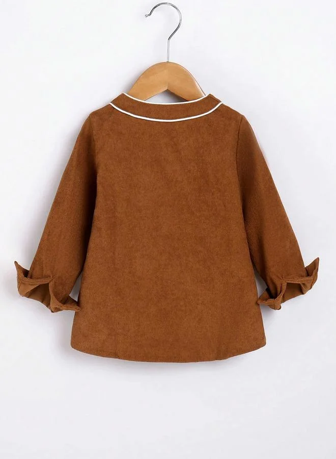 Take Two Take Two Solid Round Neck Button Up Long Sleeve Jacket