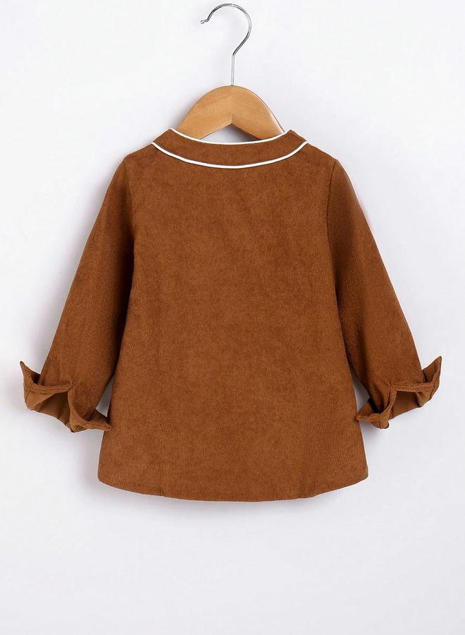 Take Two Solid Round Neck Button Up Long Sleeve Jacket - Image 3