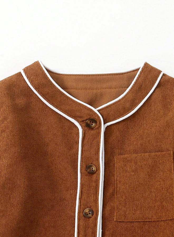 Take Two Solid Round Neck Button Up Long Sleeve Jacket - Image 4