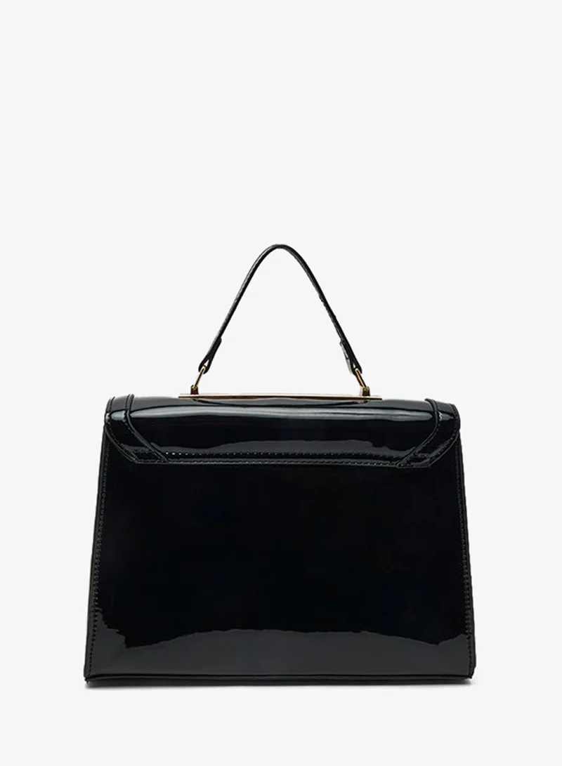 R&b Glossy Flap Top Handle Bag