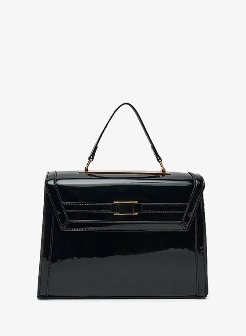 R&b Glossy Flap Top Handle Bag