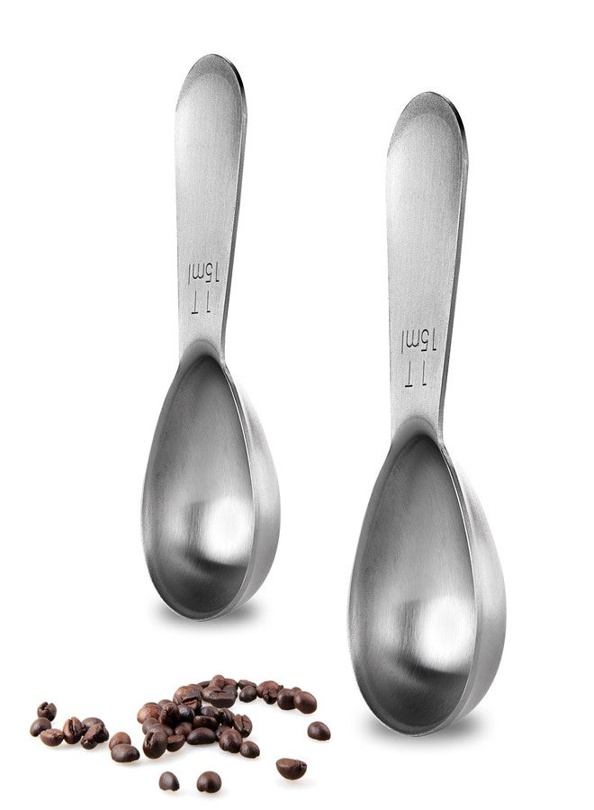U-Taste 18/8 Stainless Steel Coffee Scoop: U-Taste 1 Tablespoon Metal Measuring Spoon Set of 2, Short Handled Measure Scooper for Ground Coffee, Bean, Espresso, Powder, for Canister (Silver, 1Tbsp/15ml) - Image 1