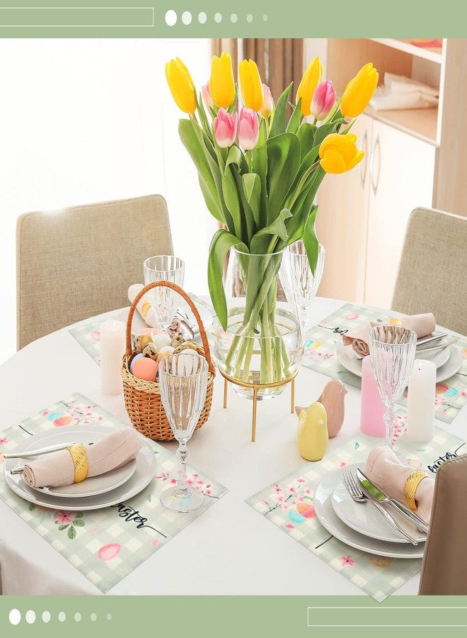 Panelee 8 Pcs Happy Easter Placemats Set, Spring Floral Bunny Place Mats Farmhouse Table Mats Decor for Home Decorations Indoor, 12 x 18 Inches - Image 4