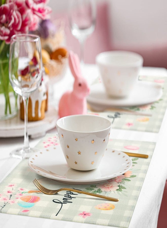 Panelee 8 Pcs Happy Easter Placemats Set, Spring Floral Bunny Place Mats Farmhouse Table Mats Decor for Home Decorations Indoor, 12 x 18 Inches - Image 5