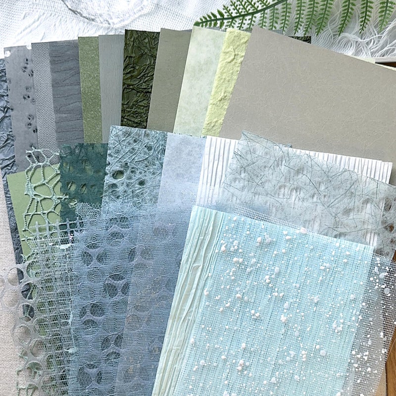 30Pcs Handmade Textured Scrapbook PaperMesh Fabric set Unique A5 sheet Craft Mulberry Special Rice Paper Mix for Scrapbooking Junk Journaling Supplies Card Collage DIY Materials 58x82 inches
