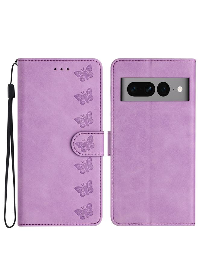 Green Tiger Case For Google Pixel 7 Pro Seven Butterflies Embossed Leather Phone Case - Image 1