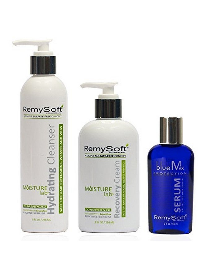 RemySoft Moisturelab System Safe For Hair Extensions Weaves And Wigs Salon Formula Shampoo Conditioner & Serum Gentle Sulfatefree Lather - Image 1