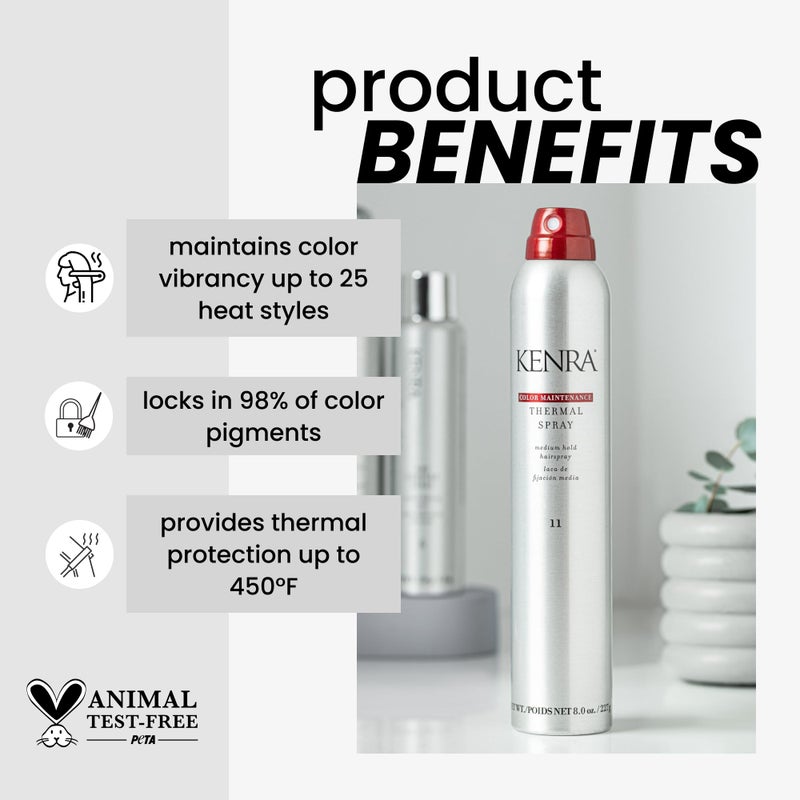 Kenra Professional Color Maintenance Thermal Spray 11 | Color Protection Hairspray | All Hair Types | 8 oz (2-Pack) - Image 1