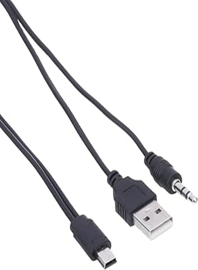 Keendex 1775 2 in 1 a to b usb cable with aux connector, 20 cm - black