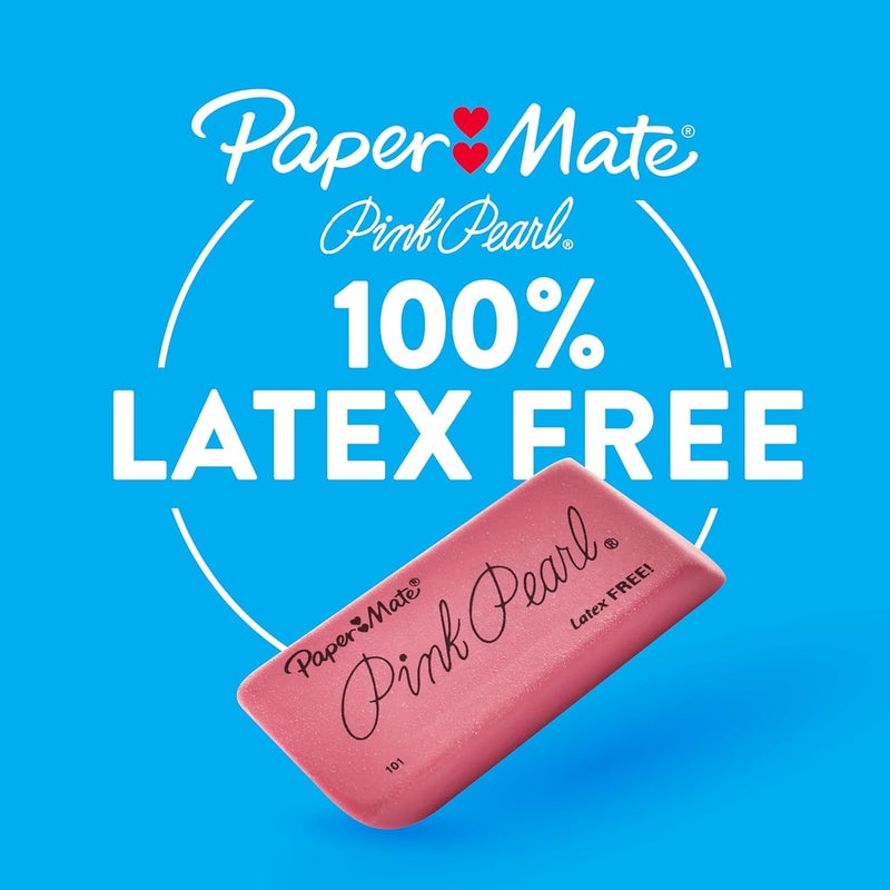 Papermate Erasers, Pink Pearl, 12 Count - Latex Free and Smudge Resistant, Back to School, Teacher Supplies - Image 3