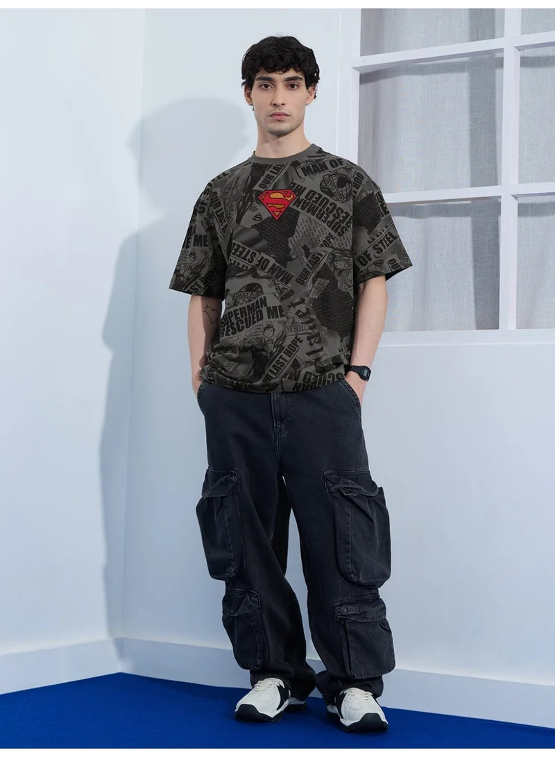 The Souled Store  The Souled Store Men Superman Grey Printed Oversized T-Shirts for Men | Best Price UAE