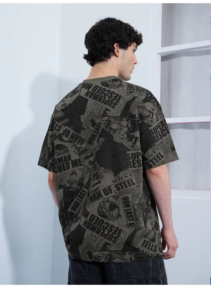 The Souled Store  The Souled Store Men Superman Grey Printed Oversized T-Shirts for Men | Best Price UAE