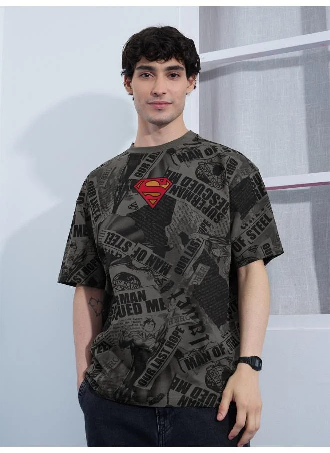 The Souled Store The Souled Store Men Superman: In The News Black Oversized T-Shirts