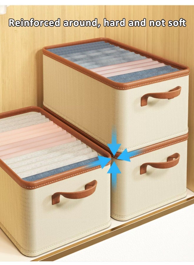 HQ-GAMING Wardrobe Clothes Organizer Foldable Closet Storage Organizer Closet Storage Box with Handle Collapsible Fabric Storage Cubes Organizer Cube Storage Bin for Clothing, T-Shirt, Pants, Toys & Books (Beige)  - Image 4