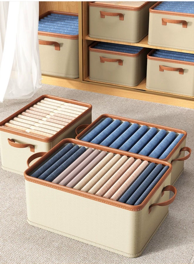 HQ-GAMING Wardrobe Clothes Organizer Foldable Closet Storage Organizer Closet Storage Box with Handle Collapsible Fabric Storage Cubes Organizer Cube Storage Bin for Clothing, T-Shirt, Pants, Toys & Books (Beige)  - Image 5