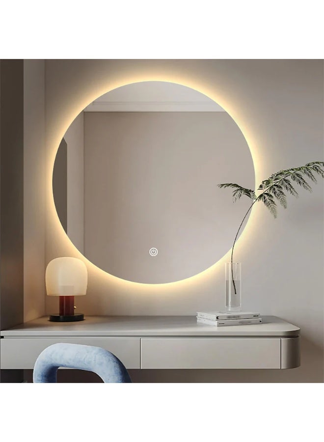 Decorhills LED Frameless Bathroom Mirror – Round Backlit Wall Mirror with Touch Switch & 3-Color Dimming Lights - Image 1