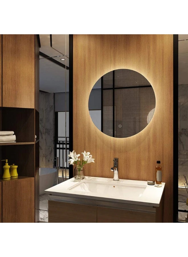 Decorhills LED Frameless Bathroom Mirror – Round Backlit Wall Mirror with Touch Switch & 3-Color Dimming Lights - Image 4