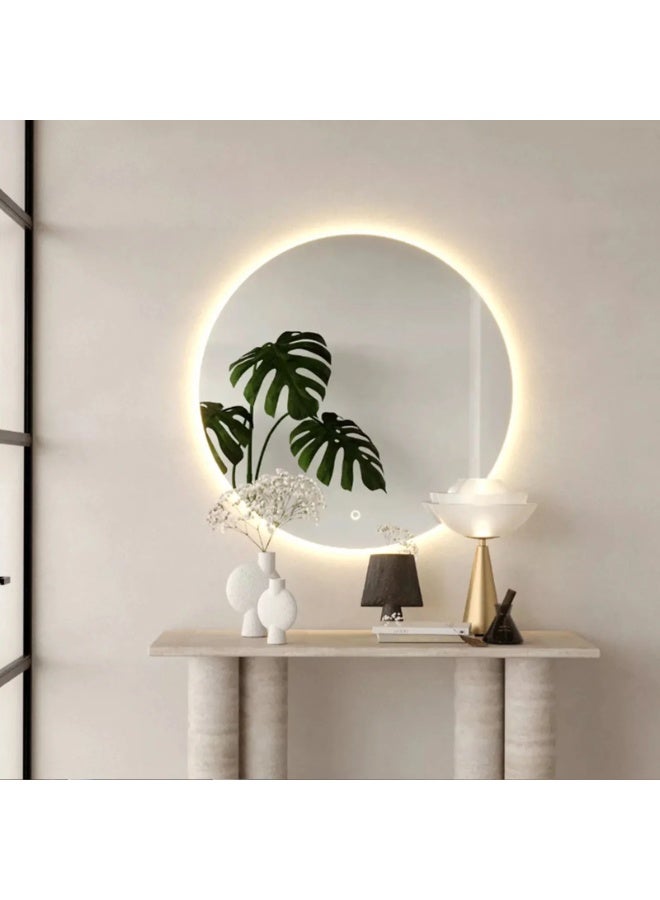 Decorhills LED Frameless Bathroom Mirror – Round Backlit Wall Mirror with Touch Switch & 3-Color Dimming Lights - Image 5