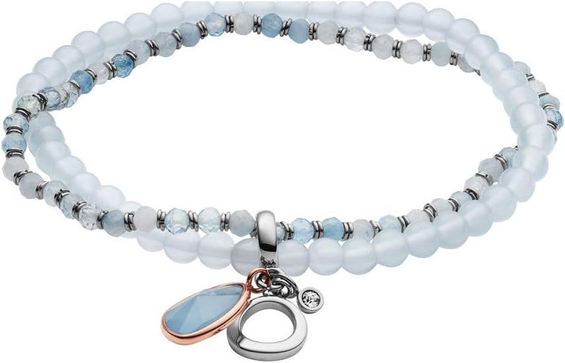 فوسيل سوار فوسيل النسائي المصنوع من الفولاذ المقاوم للصدأ بأحجار الأكوامارين - JF03074998، متعدد الألوان، مقاس 0.39 بوصة - Image 1