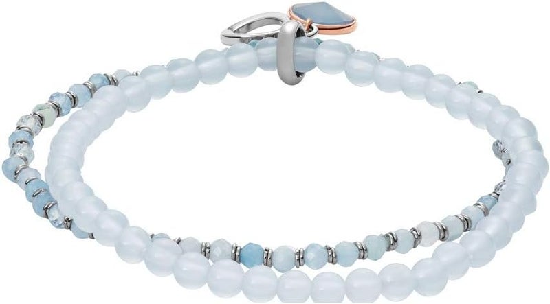 فوسيل سوار فوسيل النسائي المصنوع من الفولاذ المقاوم للصدأ بأحجار الأكوامارين - JF03074998، متعدد الألوان، مقاس 0.39 بوصة - Image 2