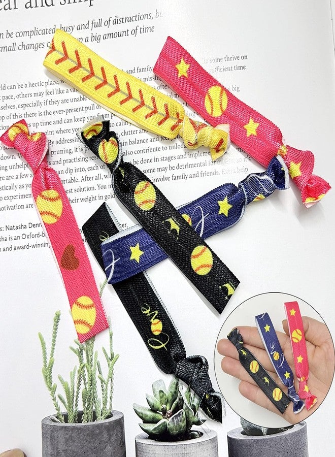 FOJOO 12 PCS Softball Hair Ties for Girls, No Crease Hair Elastics Set, baseball Team Gifts Party Favors for Players Fans Coaches, Teams Softball Accessories for Girls Teens Women (Multi Color) - Image 4