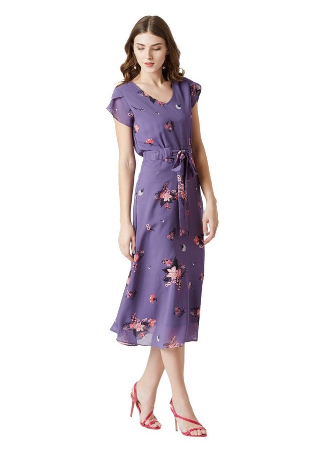 Miss Chase - Miss Chase Women's Georgette a-line Dress(MCSS19D12-95-190-06,Multicolor-Base Purple,X-Large) - Image 1