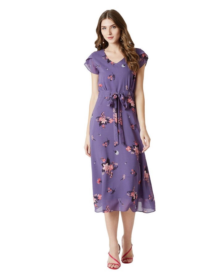 Miss Chase - Miss Chase Women's Georgette a-line Dress(MCSS19D12-95-190-06,Multicolor-Base Purple,X-Large) - Image 1