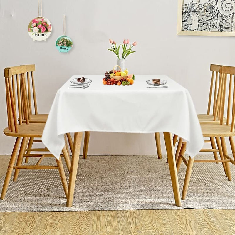 BalsaCircle TRLYC Polyester Tablecloth - 72X72 White Square Tablecloth Wrinkle Washable Resistant Tablecloth100% Polyester Overlay Party Wedding Banquet Buffet Table Cloth - Image 4