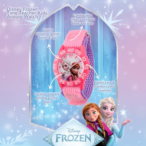 Disney Frozen Elsa and Anna Watch for Kids 3-5, Pink Bezel & Pink Nylon Strap, Frozen Watch for Girls, Perfect Watches Kids, Elsa Toys 3-5 Year Olds, Stylish and Fun Girls - Image 2