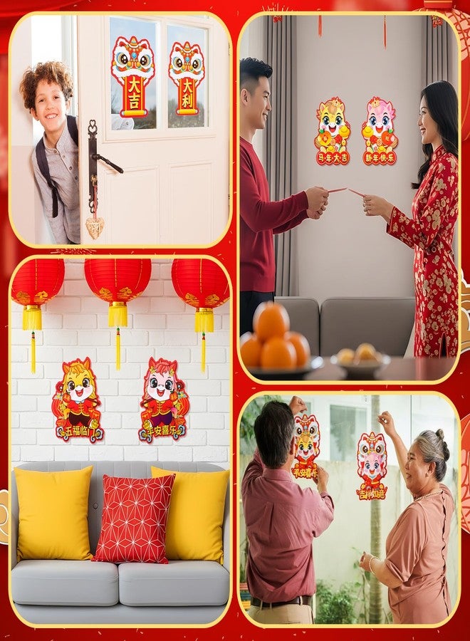 MotiMind 10 Pieces 2026 Chinese New Year Door Sticker Decorations 3D Zodiac Flocking Couplet Year of the Horse Decoration Lunar New Years Wall Window Clings Decals for Spring Festival Party Home Decor - Image 5
