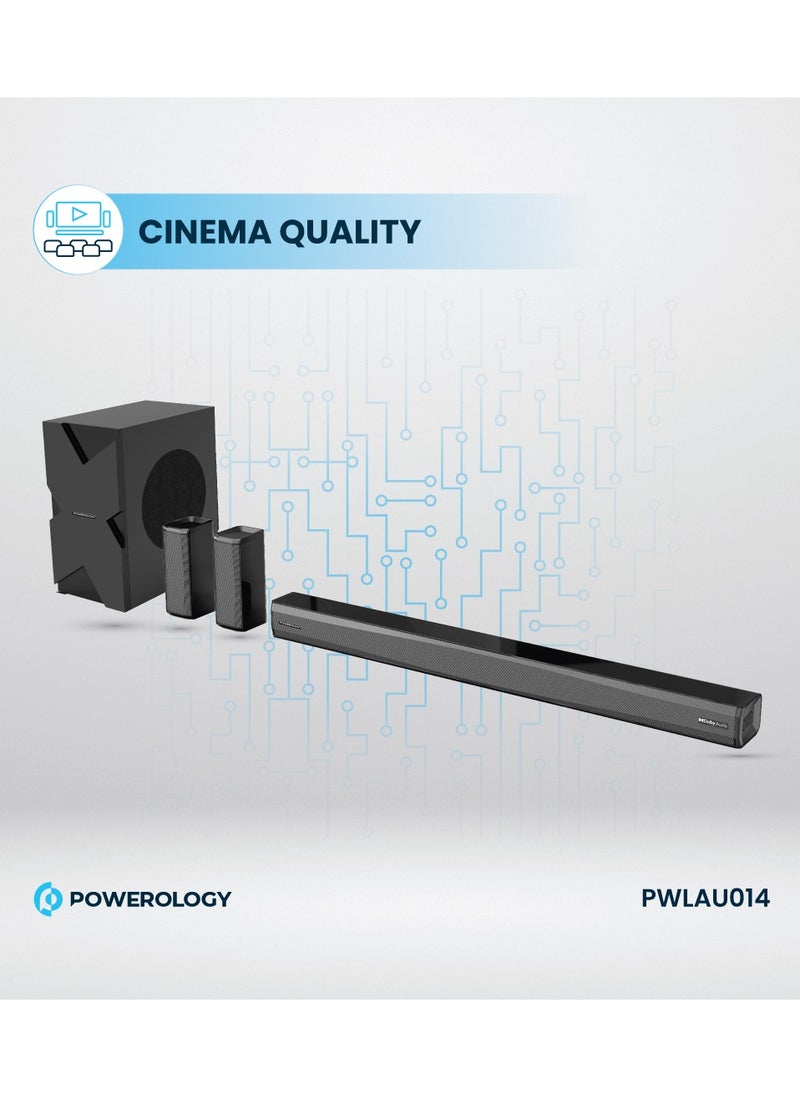 Powerology - Wireless Home Theater Sound Bar 5.1 Immersive Audio 5.1CH Dolby Audio, 735W Audio Max Power (P.M.P.O), 6.5" Powerful Woofer, Cinema Quality, Bluetooth 5.0, LED Display - Black - Image 1