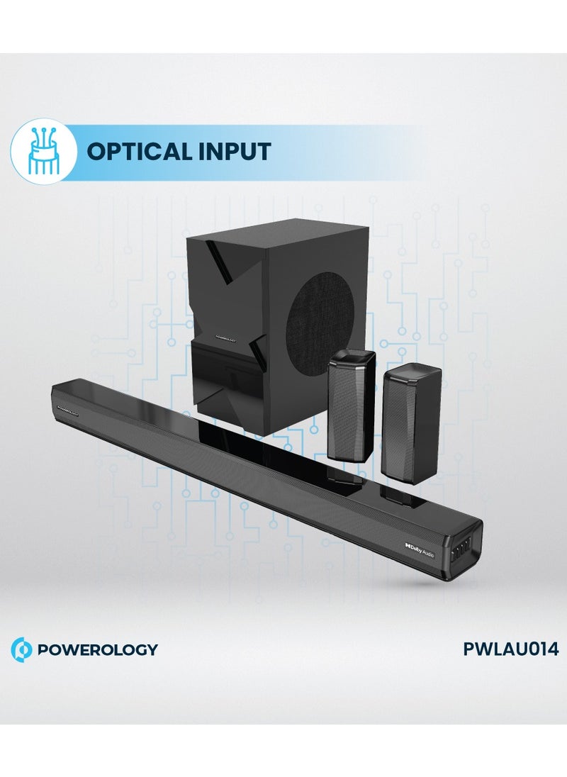 Powerology - Wireless Home Theater Sound Bar 5.1 Immersive Audio 5.1CH Dolby Audio, 735W Audio Max Power (P.M.P.O), 6.5" Powerful Woofer, Cinema Quality, Bluetooth 5.0, LED Display - Black - Image 1