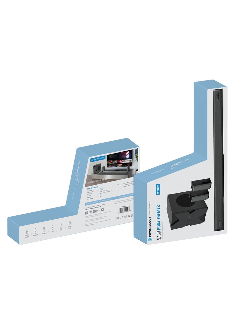 Powerology - Wireless Home Theater Sound Bar 5.1 Immersive Audio 5.1CH Dolby Audio, 735W Audio Max Power (P.M.P.O), 6.5" Powerful Woofer, Cinema Quality, Bluetooth 5.0, LED Display - Black - Image 1