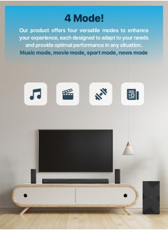 Powerology Wireless Home Theater Sound Bar 5.1 Immersive Audio 5.1CH Dolby Audio, 735W Audio Max Power (P.M.P.O), 6.5" Powerful Woofer, Cinema Quality, Bluetooth 5.0, LED Display - Black  - Image 5