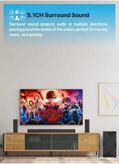 Powerology Wireless Home Theater Sound Bar 5.1 Immersive Audio 5.1CH Dolby Audio, 735W Audio Max Power (P.M.P.O), 6.5" Powerful Woofer, Cinema Quality, Bluetooth 5.0, LED Display - Black  - Image 4
