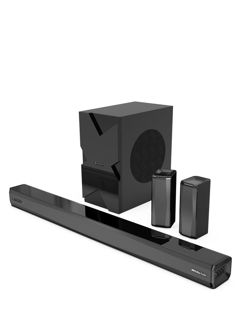 Powerology - Wireless Home Theater Sound Bar 5.1 Immersive Audio 5.1CH Dolby Audio, 735W Audio Max Power (P.M.P.O), 6.5" Powerful Woofer, Cinema Quality, Bluetooth 5.0, LED Display - Black - Image 1