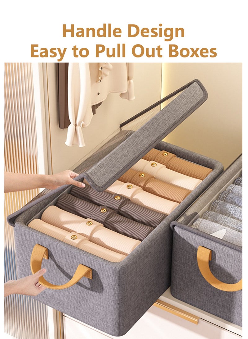 JOYYE 3 pcs Foldable Dustproof Cloth Storage Box with Transparent Cover & Steel-frame Structure & Handle | Washable Closet Drawer Organizer | Premium Fabric Baskets Bins Dividers, Using For Clothes Socks Underwear Accessories Pajamas Baby Cloths Diapers Towels in Home Office Bedroom (47*28*20cm, Grey) - Image 4